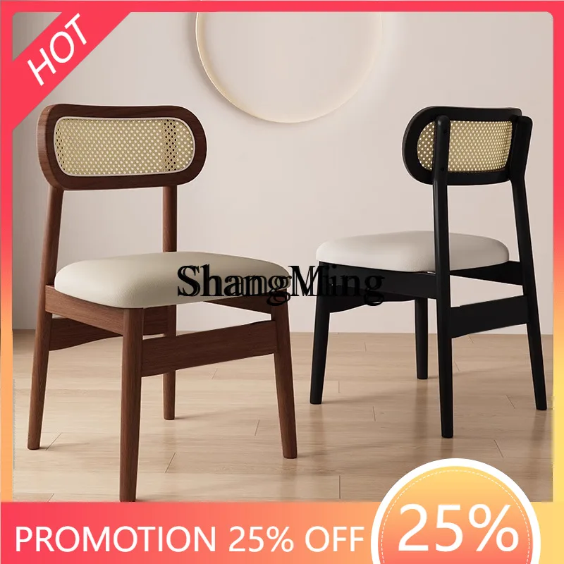

SM wood dining table and chair backrest retro rattan medieval casual home restaurant casual stool