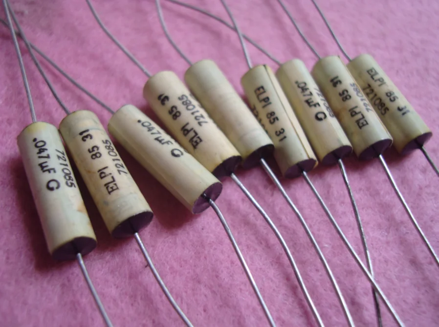 4pcs/lot Original early British ELPI 400V 0.047UF 2% 7x21 insensitive copper audio high-frequency guitar capacitor free shipping