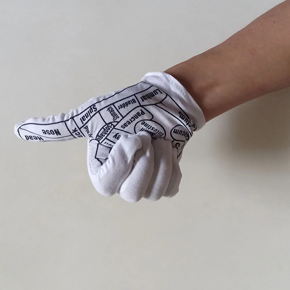 

1 пара многофункциональных массажных перчаток, гладкие, мягкие, удобные для кожи с узором акупунктурных точек для релаксации, футбольные перчатки на заказ