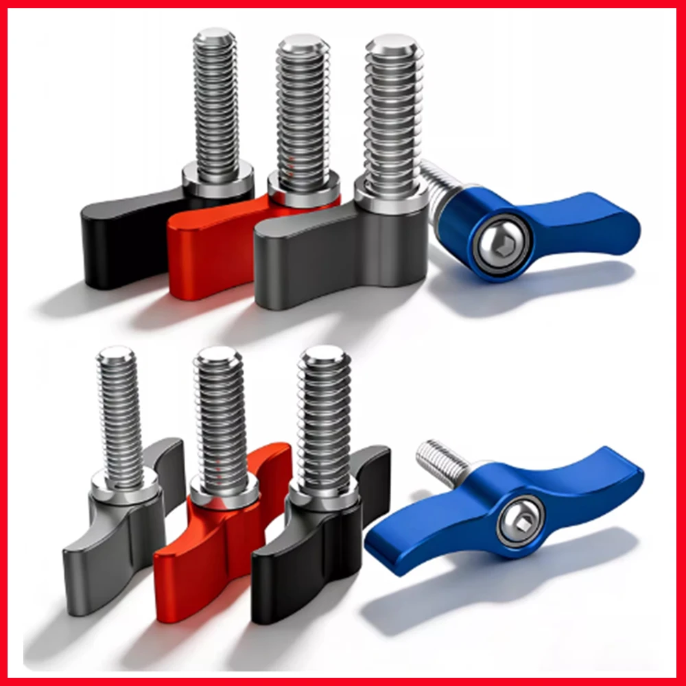 1-5Pcs M4 M5 M6 Color Adjustable Thumb Screws T Type / 7 Type Hand Tighten Butterfly Screw Handle Knob Bolt Aluminum Alloy