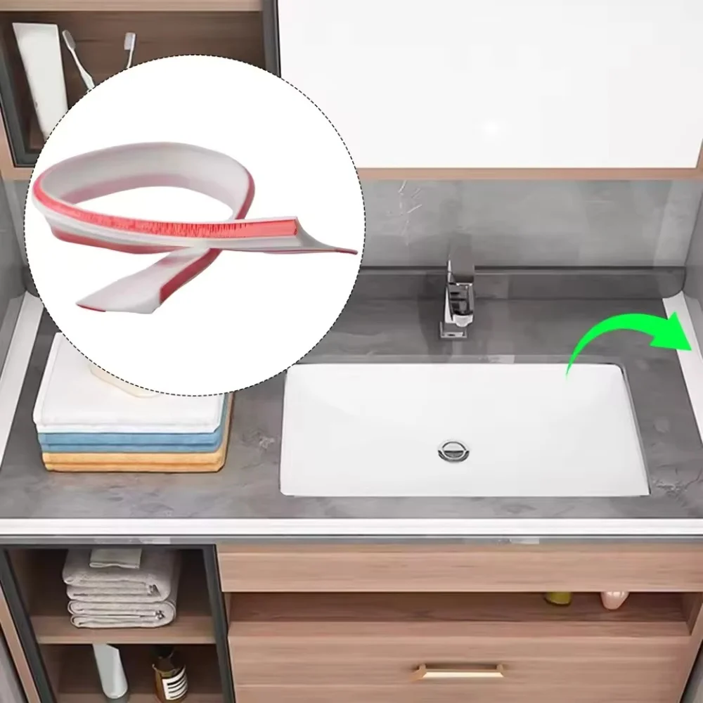 

1 шт. 1 м x 2,5 см водозащитный барьер, гибкая водостопорная лента, стопорный барьер для кухонной столешницы, сухая и влажная разделительная уплотнительная лента для двери