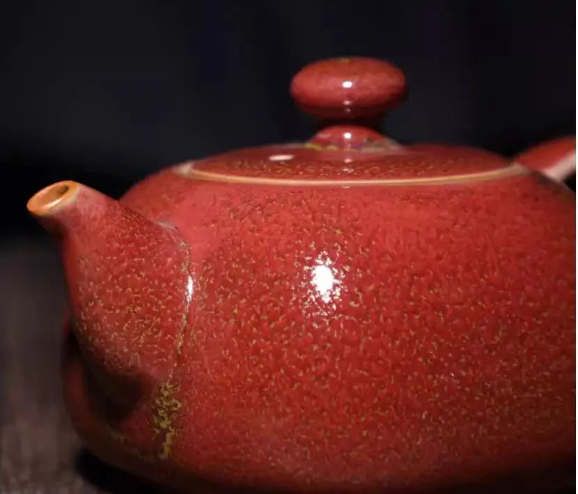 Song Dynasty Jun porcelain kiln-fired orange-red glaze teapot collection decorator