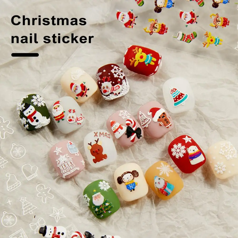 Winter Nail Stickers Festive 3d Christmas Nail Stickers Cute Snowflake Snowman Designs for Diy Crafts Nail Art for Nails