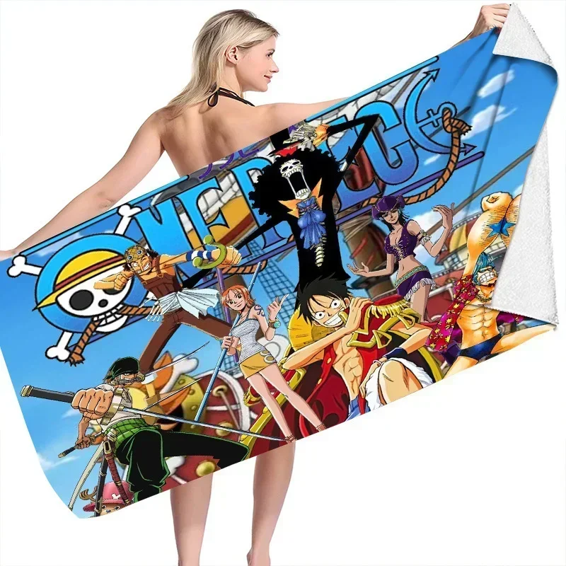 Toalla de playa de One Piece Luffy para cosplay, toallas de verano de anime, toalla de baño, toalla de natación, toalla de playa de viaje de secado rápido, regalo