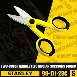 STANLEY 90-171-23C Two-Color Handle Electrician Scissors 140mm Hand Tools Wire Cutting and Stripping Multifunctional Scissors