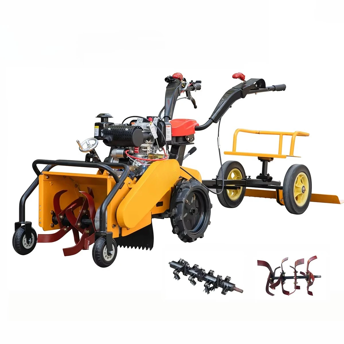 

New rotary drive four-wheel agricultural lawn mower for agricultural power tillers with seats Garden tillers