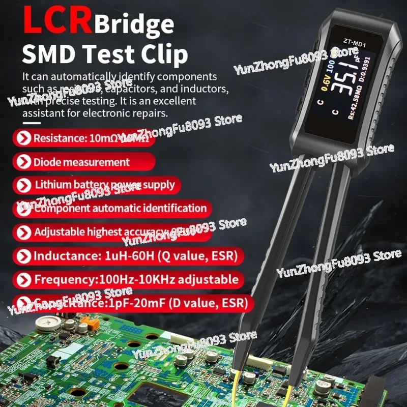Digital LCR Bridge ZT-MD1 LCR Meter Intelligent Tweezers High-precision Measurement Tester Multimeter Tester Tools Accessories