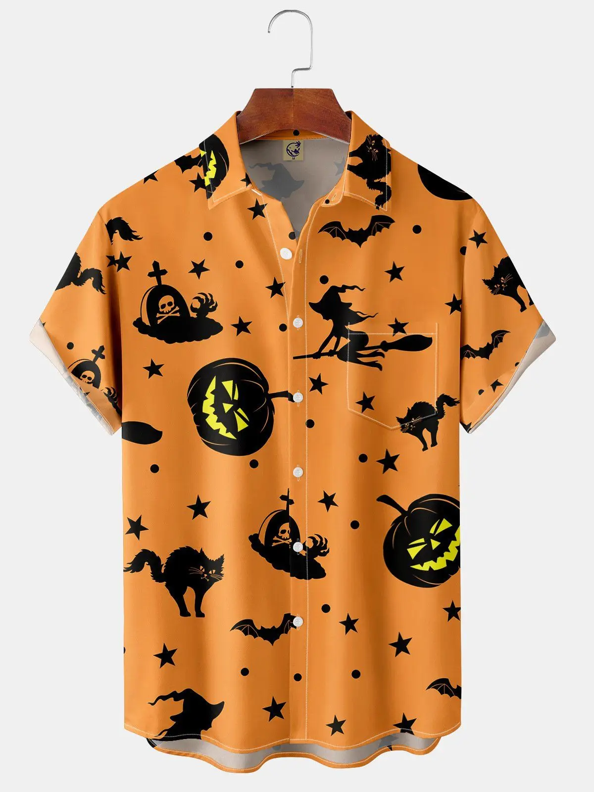 Men\'s Halloween Pumpkin Head Short Sleeved Shirts printed holiday shirt men\'s casual fashion autumn clothing New men\'s tops