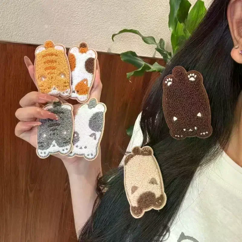 Cute Crouching Cat Series Bangs Magic Paste Hair Sticker Women Hair Styling Tool 1/6pcs