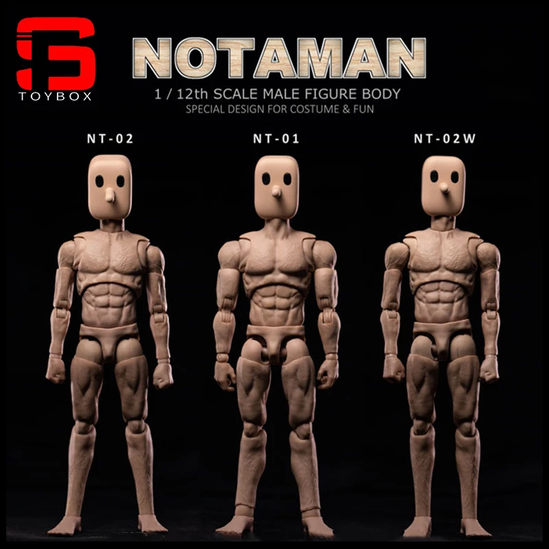 【2025 Q2】Notaman NT-01 NT-02 NT-02W 1/12 Square-headed Male Action Figure Joint Body Doll 6'' Soldier Flexible Body Model Toy