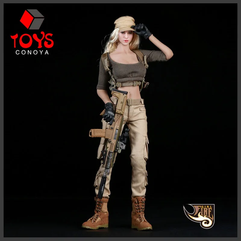 Fire Girl Toys FG010 1/6 Female Shooter Gunners Tactical Gunslinger Black Vest Combat Pants For 12'' Action Figure Body