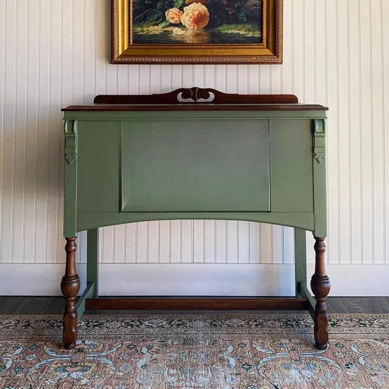 American neoclassical solid wood carving flower entrance cabinet