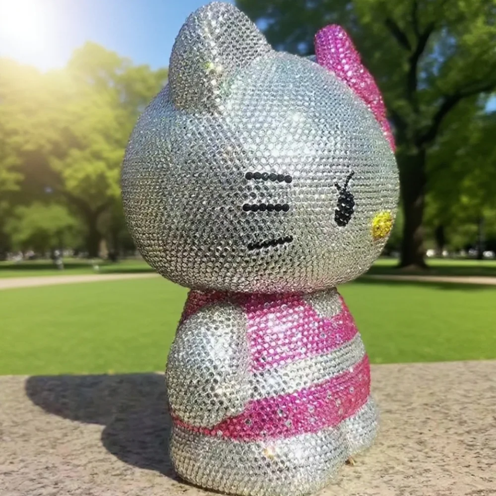 Desktop decora Hello kitty Handmade Coin Storage Box Rhinestones Crystal Bank Money Boxes Storage Kids Home Decor Money GiftHH66