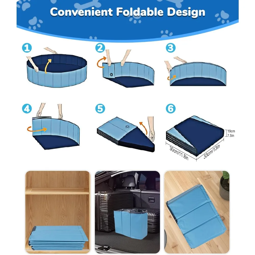 Large collapsible dog pool - 0.55mm PVC 2 in 1 portable bathtub and sprinkler, suitable for dogs, cats, kids