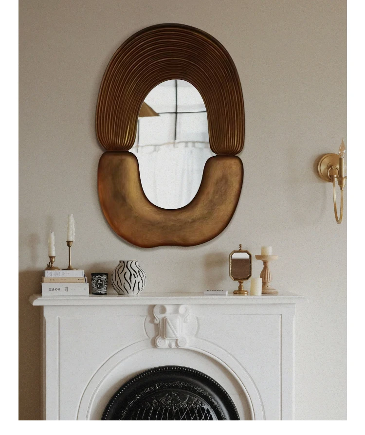 Dress Irregular Sensor Mirror Retro Toilet Quality Salon Wood Luxury Wall Art Decor Aesthetic Lights Espejos Para Pared Miroir