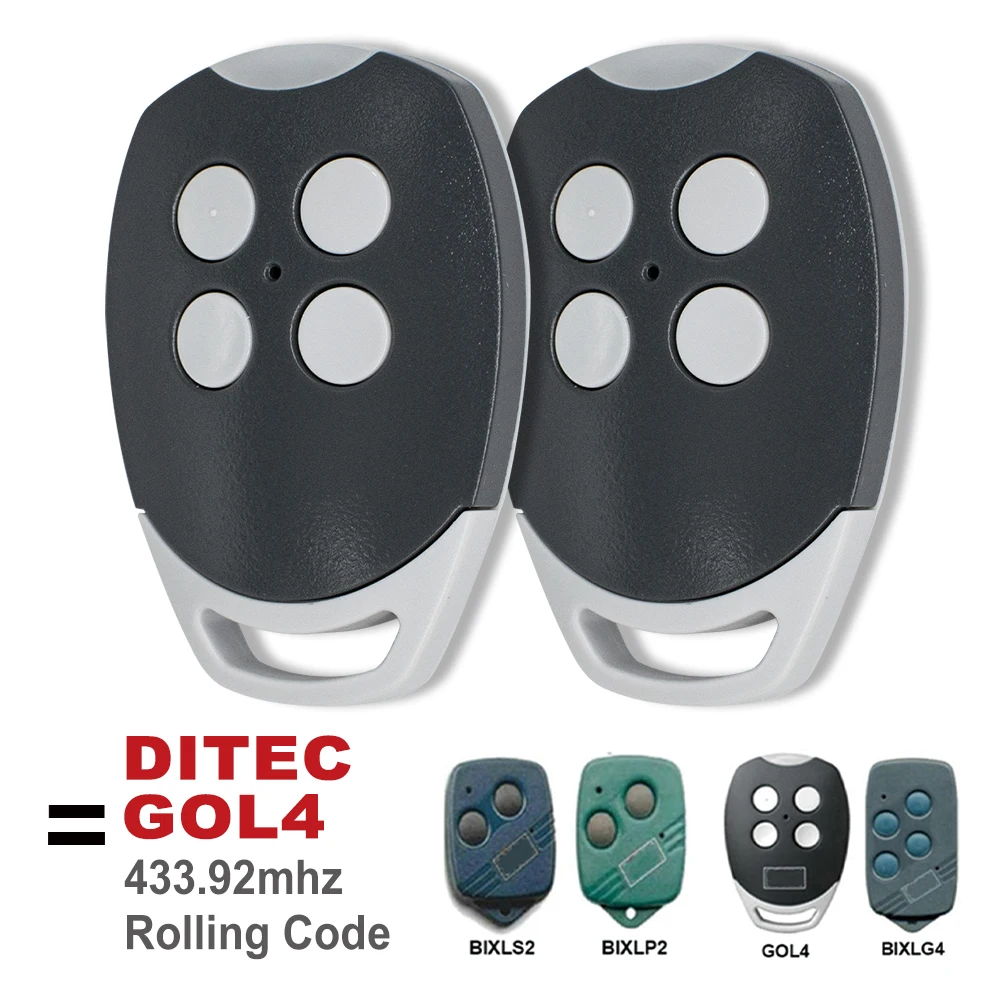2PCS Ditec GOL4 BIXLS2 BIXLP2 BIXLG4 Garage Door Remote Control Opener 433.92MHz Rolling Code Gate Keyfob