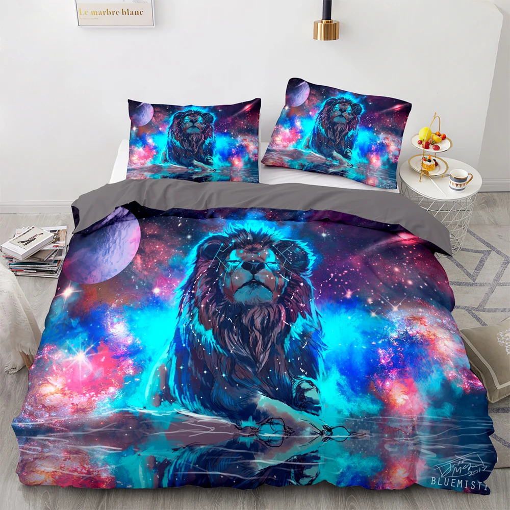 

Beast lion Bedding Set Single Twin Full Queen King Size Animal Bed Set Aldult Kid Bedroom Duvetcover Sets 3D Print 036