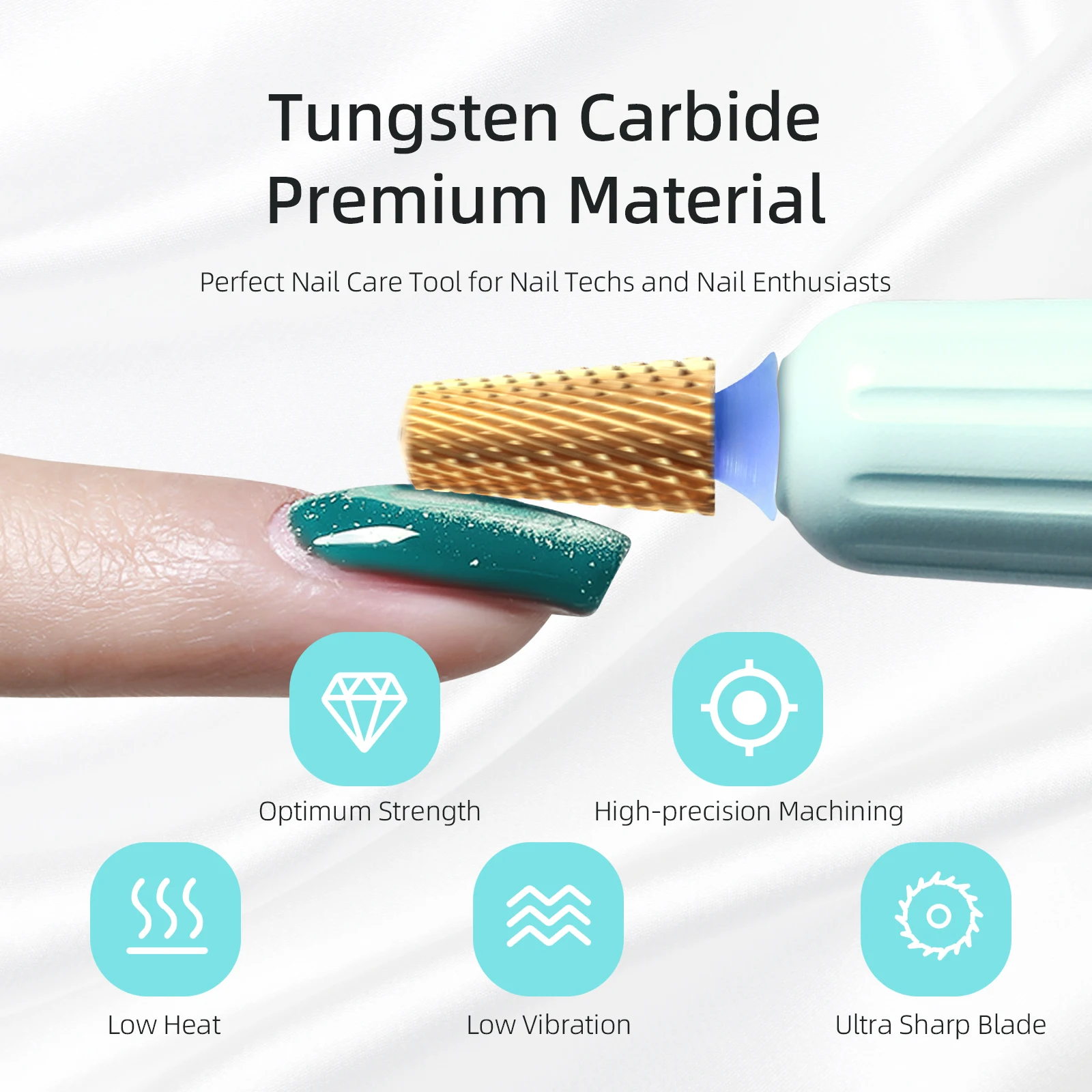 HYTOOS-brocas cónicas de seguridad de titanio para uñas, barril superior liso, broca de carburo, eliminación de Gel, herramienta de accesorios para taladros eléctricos