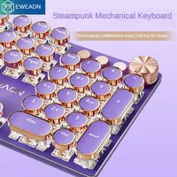 EWEADN V20 Wired Mechanical Keyboard Steampunk Girls Office Ergonomics Game Full Key Non-ghosting E-sports Laptop Accessories