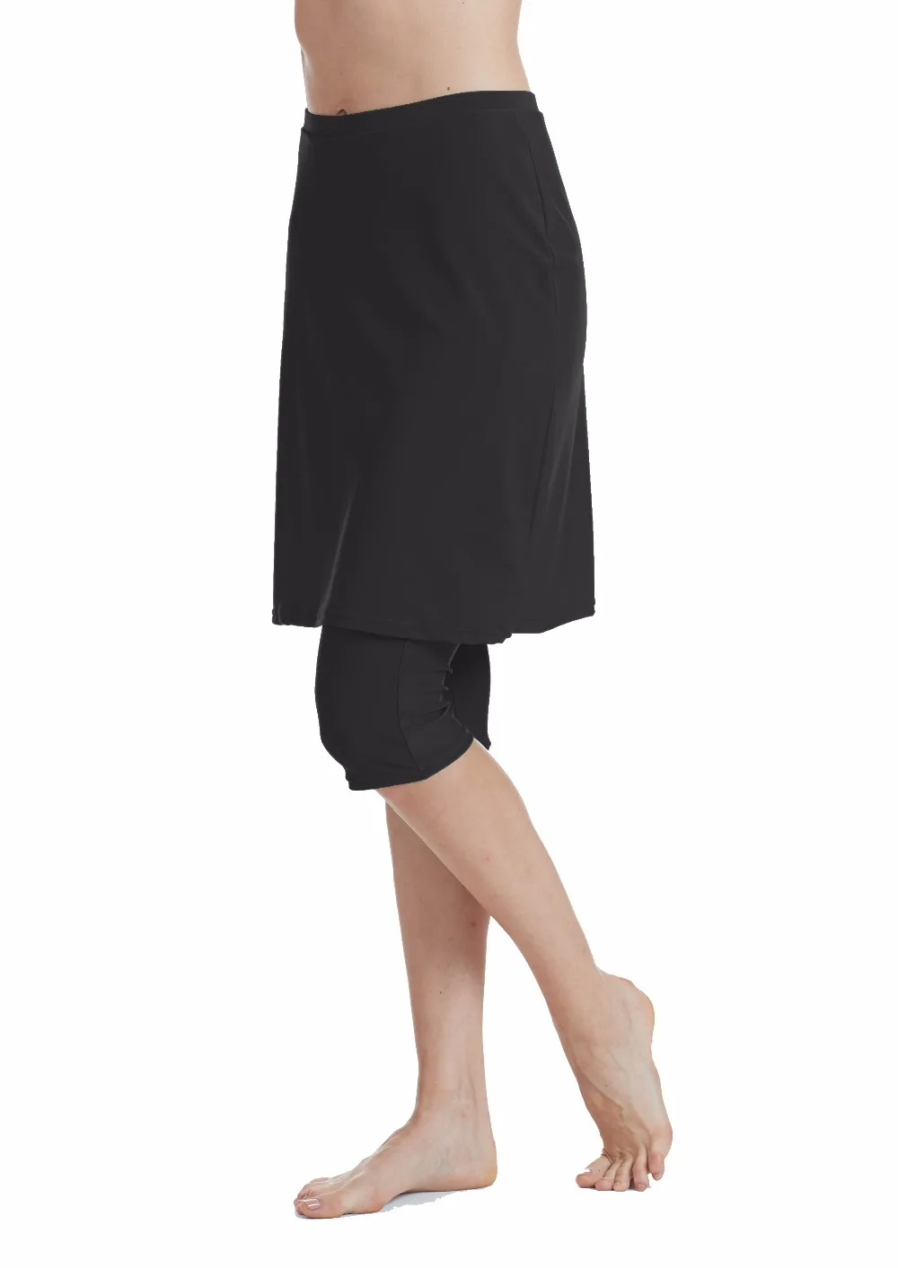 Women' Black Swimwear Skirt with Leggings