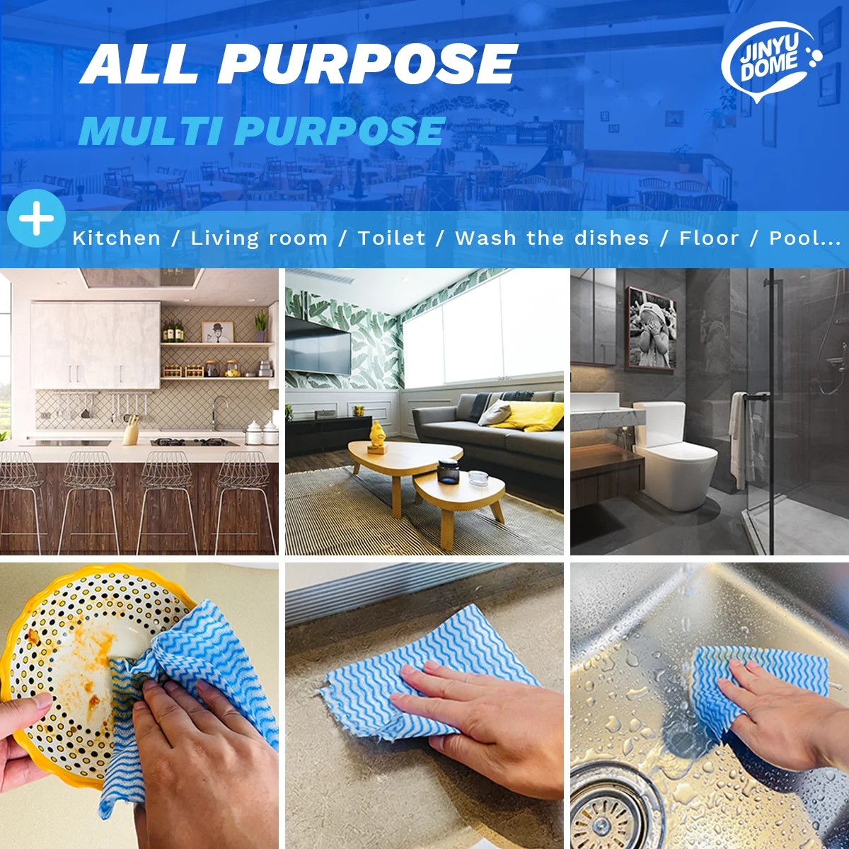 JINYUDOME 200Pcs/2Rolls Reusable Disposable Washing Cleaning Cloth Towels Handy Wipe Dish Absorbent Cloths For Kitchen Lazy Rags