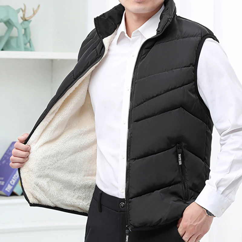 

Зимние мужские жилеты на флисовой подкладке, утепленный хлопковый жилет без рукавов, куртка с воротником-стойкой, уличный жилет, рабочая одежда, куртки, мужская одежда