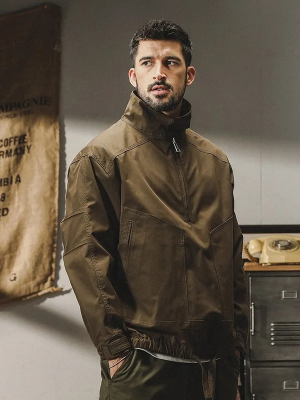 

Retro American Functional Outdoor Workwear Jaet Stand Collar Casual Versatile Japanese Sle Fce Lined Warm Sli Coat