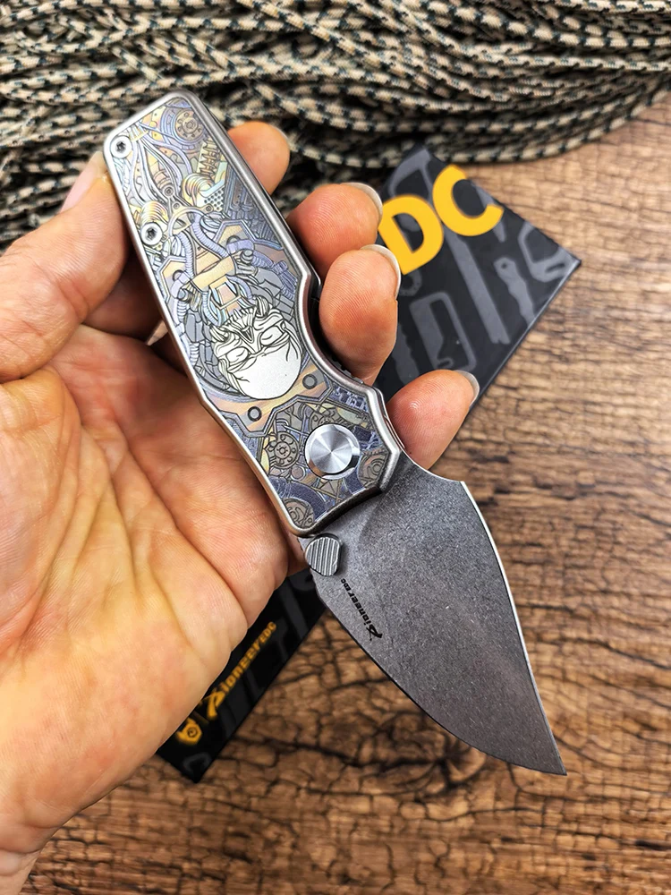 Nóż składany Pioneer XD075, ostrze D2, ceramiczne łożysko kulkowe, rękojeść z tytanu TC4, idealny na kemping, do użytku na co dzień (EDC), doskonały pomysł na prezent. — 2