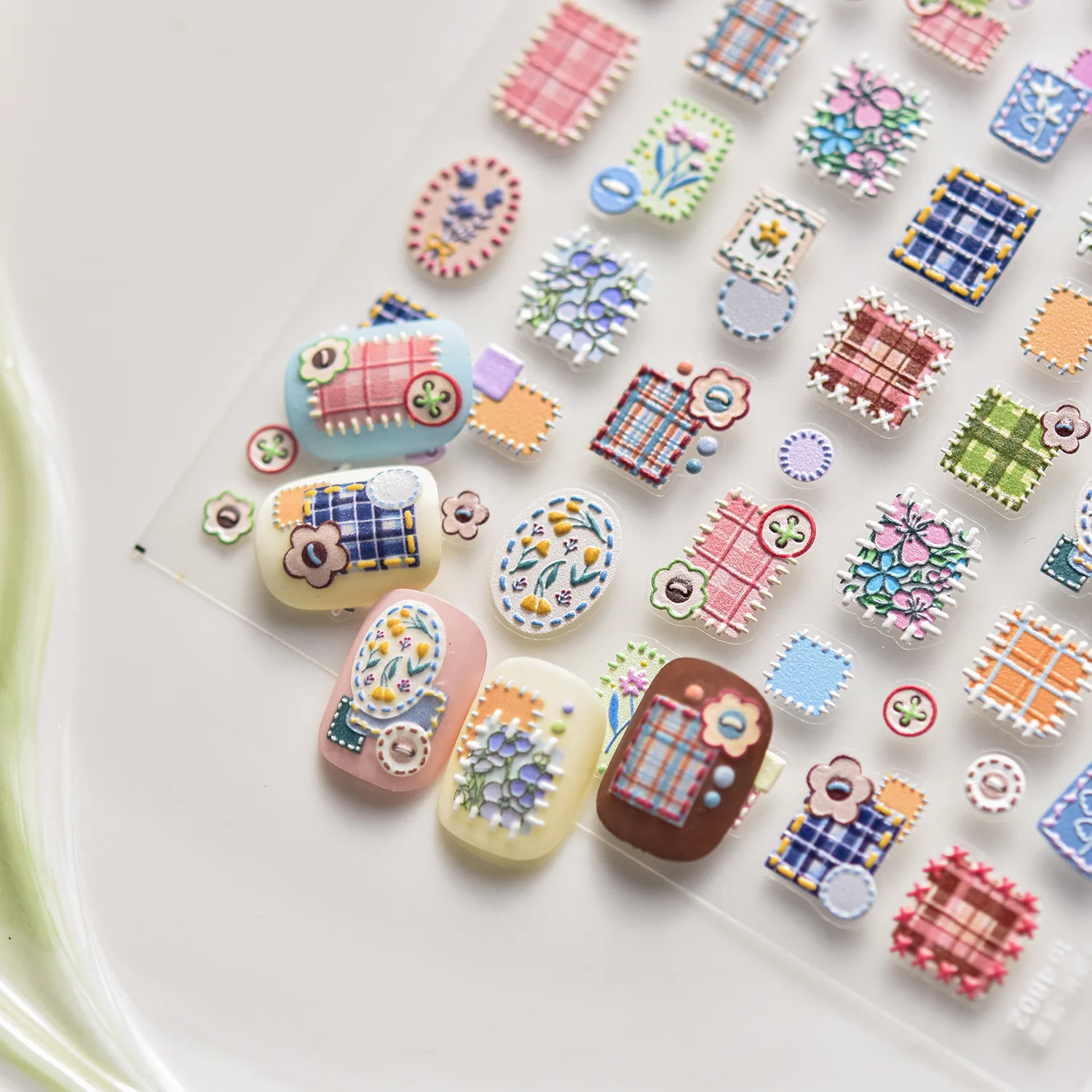 Cute Flower Button Cloth High Quality Nail Stickers Nail Art Decal Design Manicure Tool T-4802