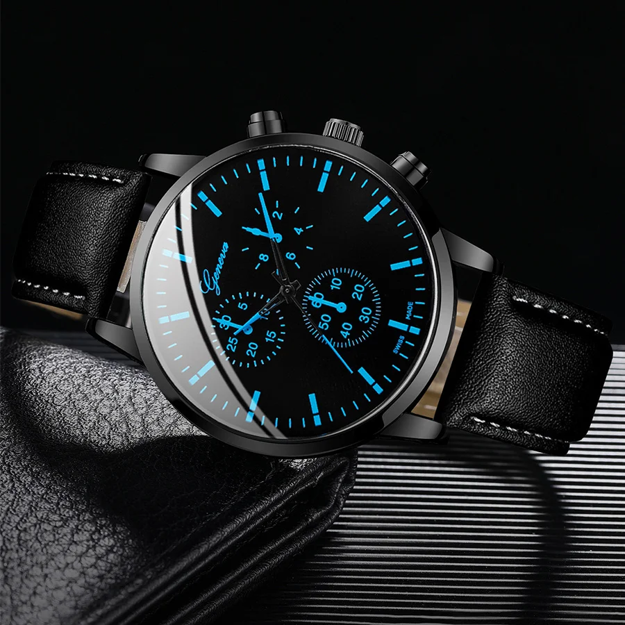 ساعات عمل غير رسمية للرجال ، سوار جلدي ، تناظرية ، ساعة كوارتز للرجال ، قلادة ، طقم سوار ، 3 *