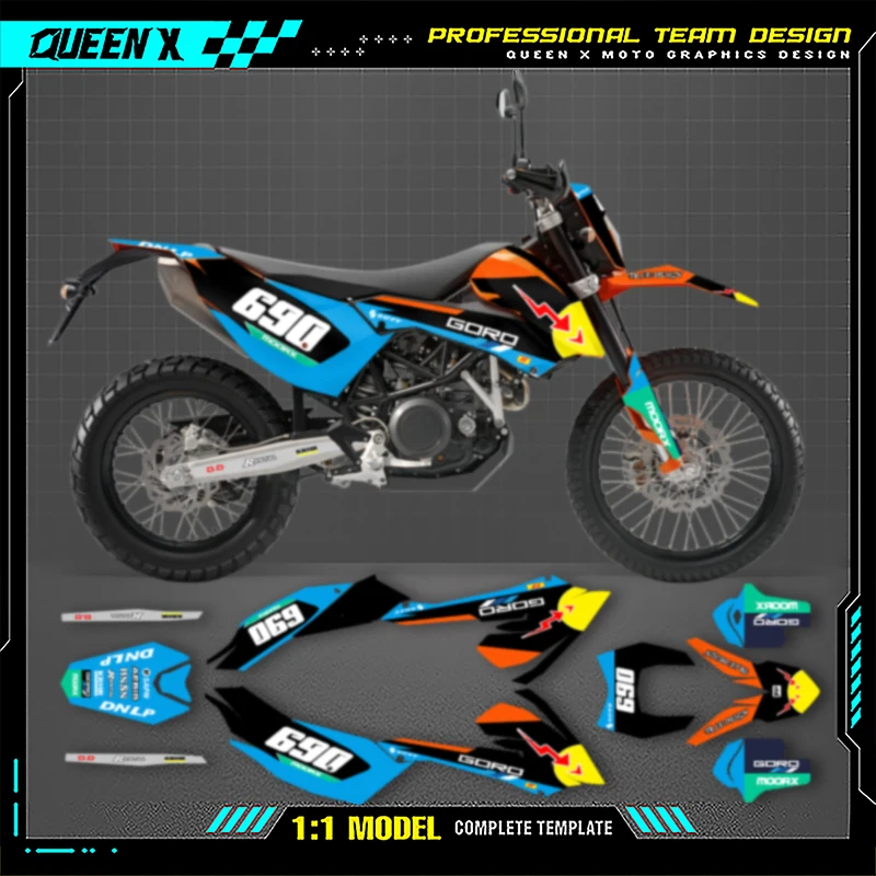 

Queen X MOTOR Motorcycle Graphics Background Decals Stickers Kits For KTM 690 ENDURO 2008 2009 2010 2011 690 CC 001