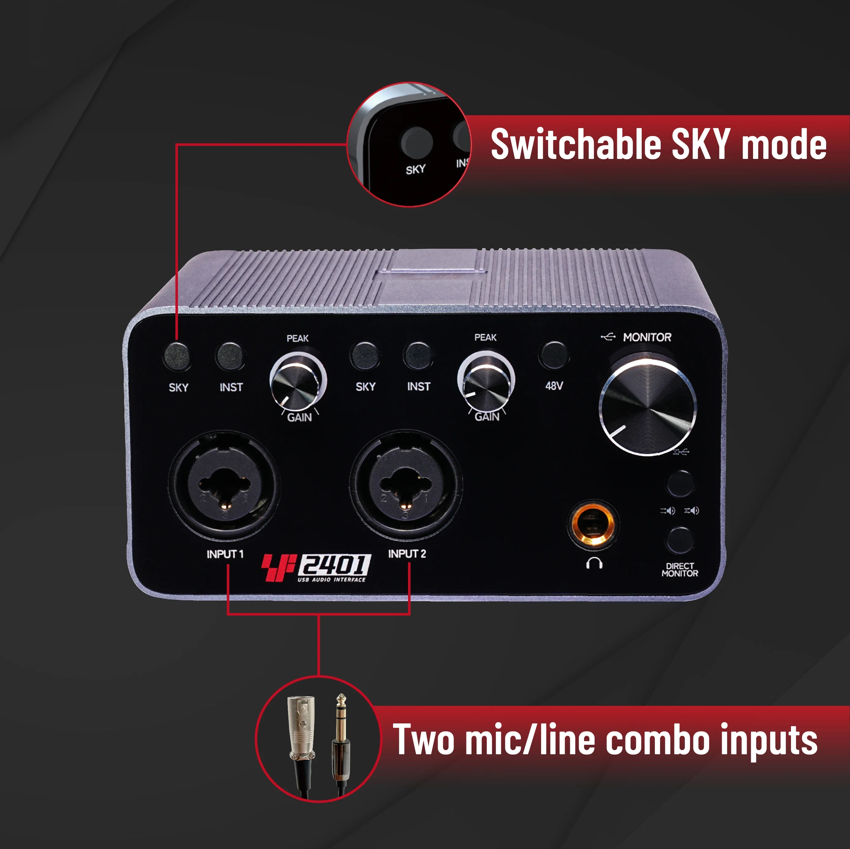 797Audio SF2401 USB Audio Interface Portable Sound Card Easy Connect Product Category-Audio Sound Cards & Mixers