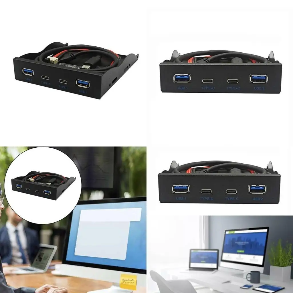 

652F 4-портовый USB-концентратор, передняя панель компьютерного корпуса, USB3.2 GEN2, концентратор TypeC, эффективный с портом C