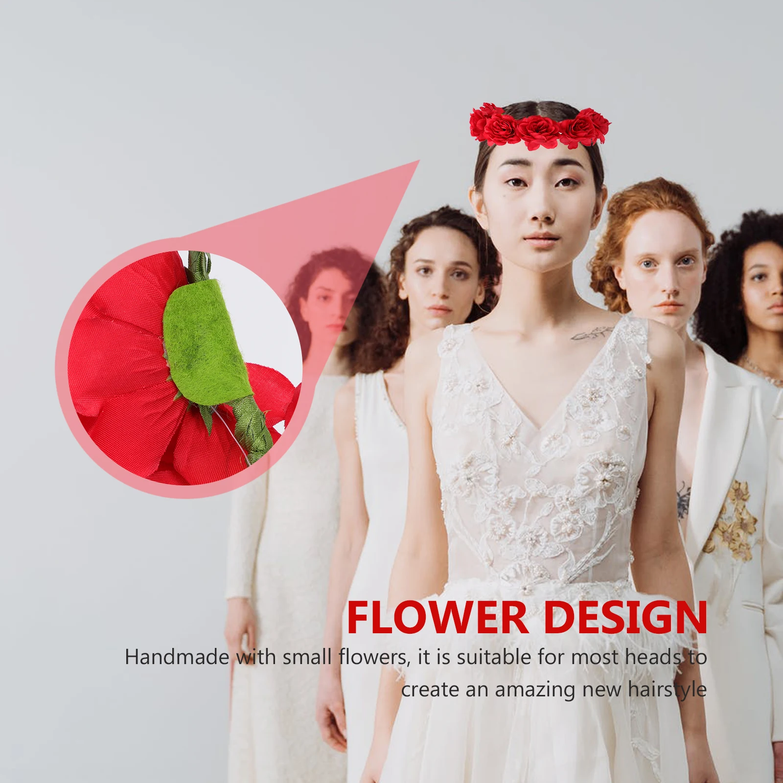 1pc ローズフラワーヘアバンド花の帽子結婚式パーティービーチバレンタインデーギフトフェイクフラワーフープヘアアクセサリー