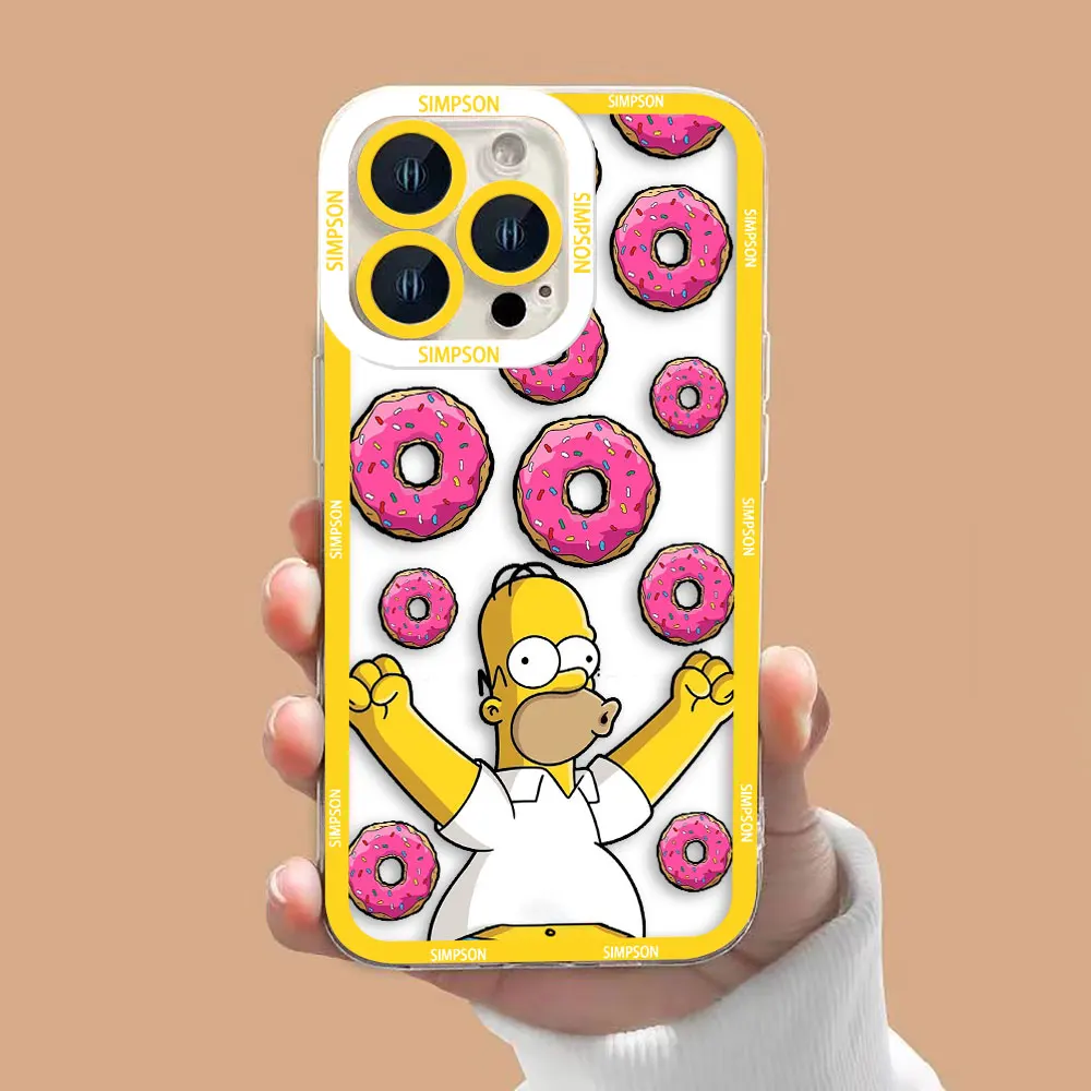 Donut S-Simpson H-Homer Cartoon Clear Phone Cqoue Case For Samsung Galaxy A04 A05 A05S A11 S10 S20 S21 S22 S23 S24 FE Case Funda