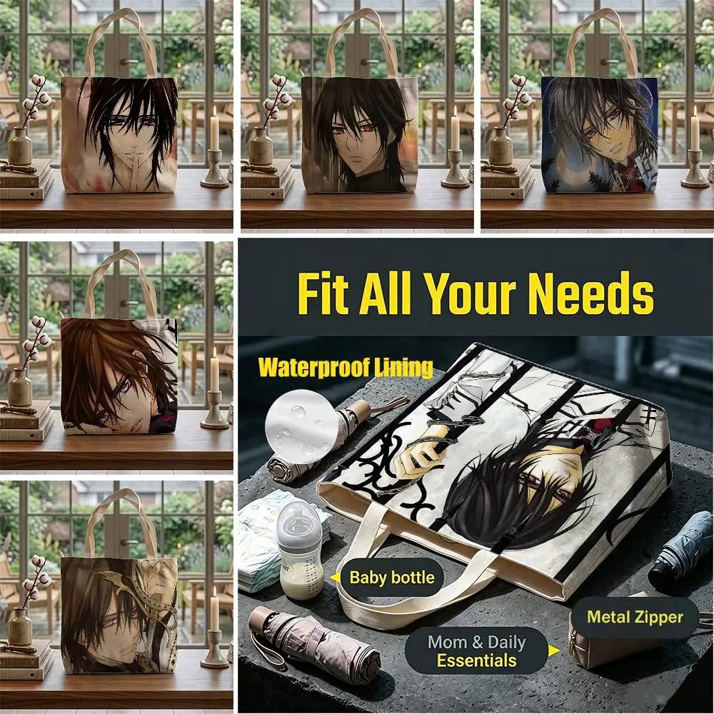 Vampire Knight Kuran Kaname  Storage Bags Waterproof Canvas bags suitable for going to class, shopping, gifts, and commuting