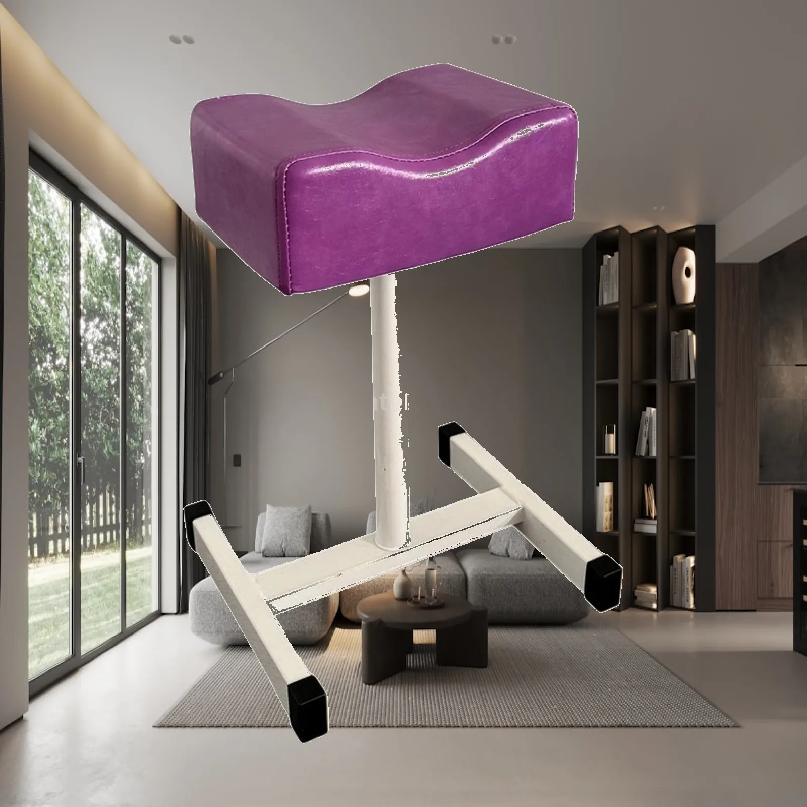 Multi-position Foot Rest Stool for Pedicure with Leather Cushion and Metal Legs for Comfortable Nail Care at Home