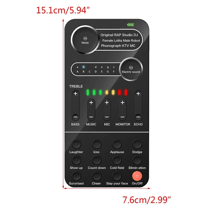 K9 Voice Changer Live Sound Card 12 Electric Tones Microphone Live Broadcast Sound Card For Mobilephone Computer PC Accessories