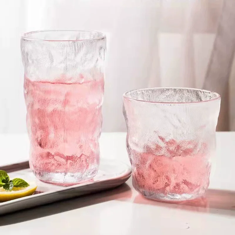 300ml 350ml Glacier Glass Cup Milk Juice Bubble Cup High-Value Large-Capacity Thickened Heat-Resistant Cup Simple Style