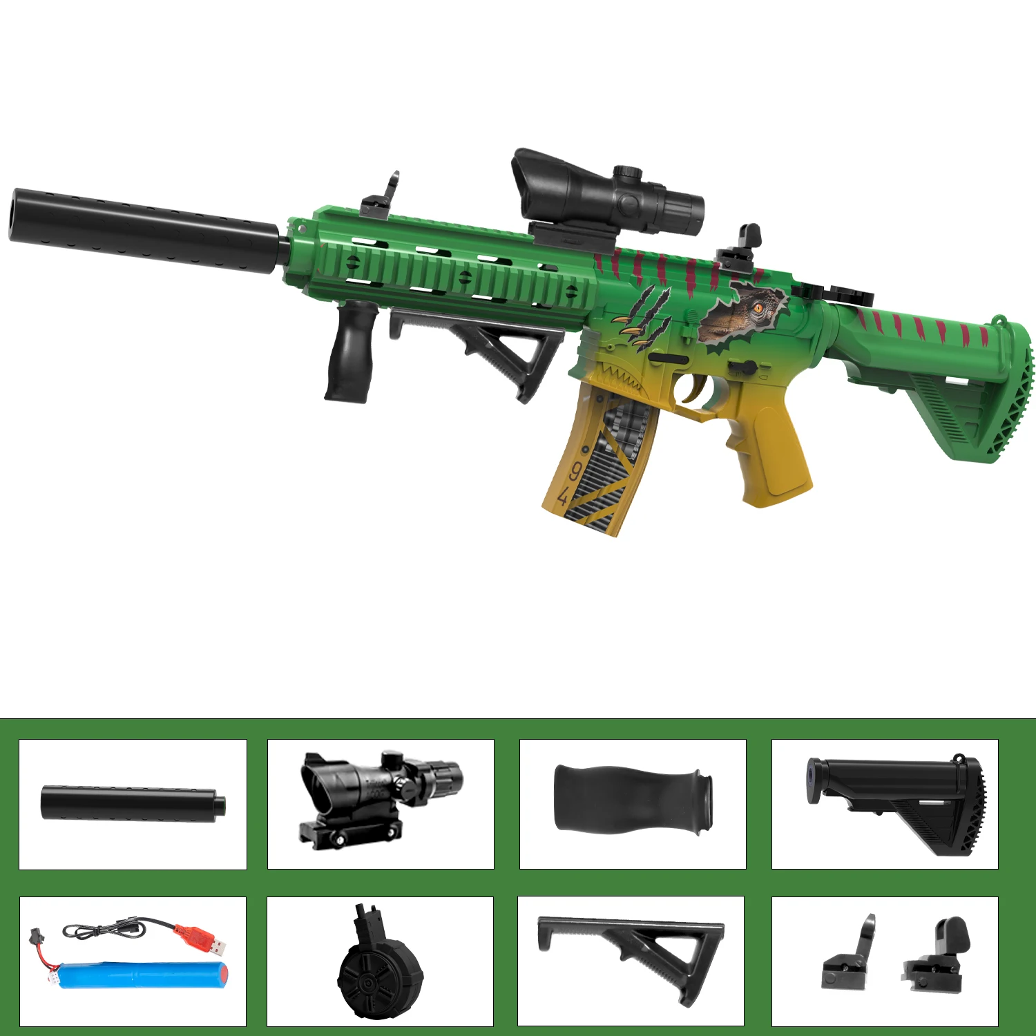 M416 Elektrisch gelbal Speelgoedpistool Handmatige en elektrische modus Buitenschietspel Halloween Kerstcadeau (kogels niet inbegrepen)