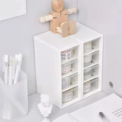 Plastic Small Organizer Box Cosmetic Storage Box with 4 Drawer Units Container Case Small Organizer Box for Office Home Makeup