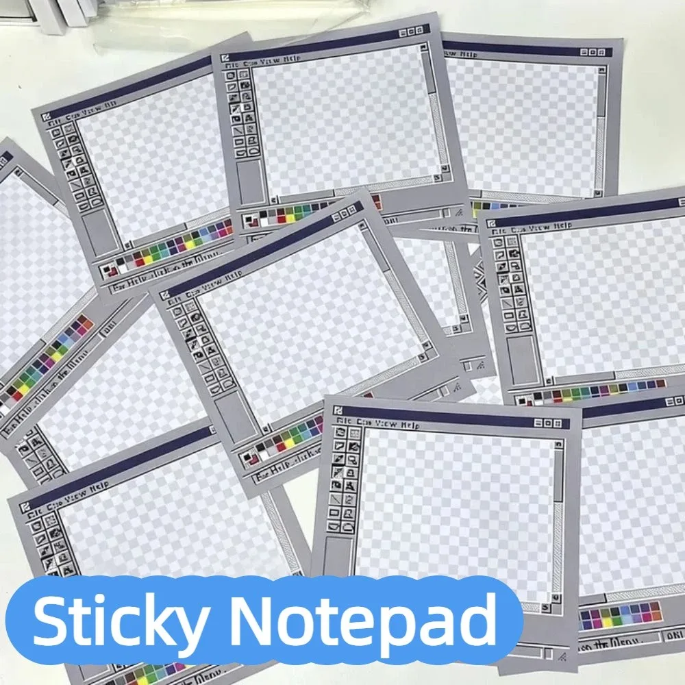 500Sheets Creative Vintage Computer Sticky Notepad Retro Square Paper Drawing Board Unique Design Sticky Labels Sticky Notepad