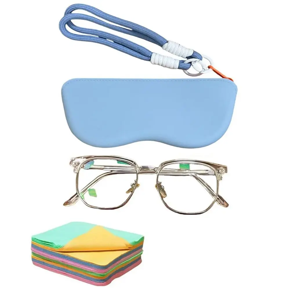 Waterproof Silicone Glasses Bag Dustproof Candy Color Portable Eyeglass Bag Korean Style with Lanyard