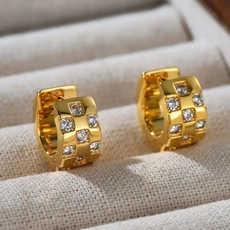 

Fashion Design Brass Plated 18K Gold Zircon Earring Women Party Jewelry Trend