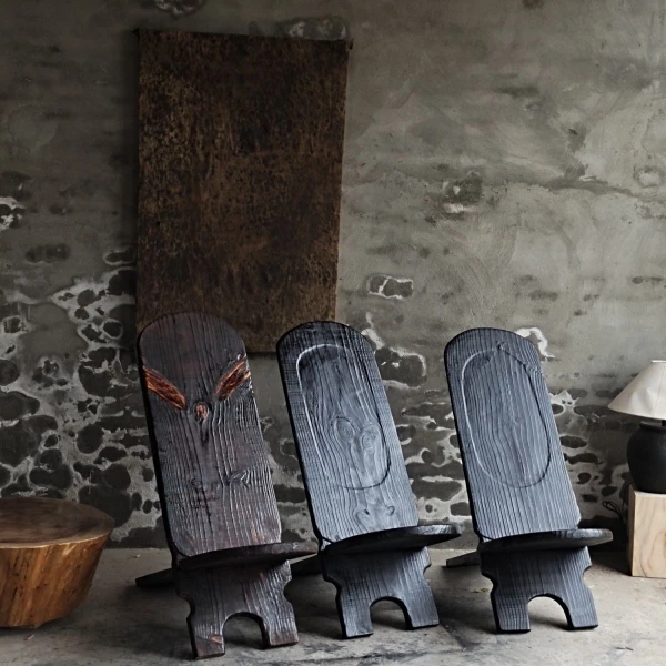 Pure hand-carved wood folding vigil chair coffee chair African tribe fork chair