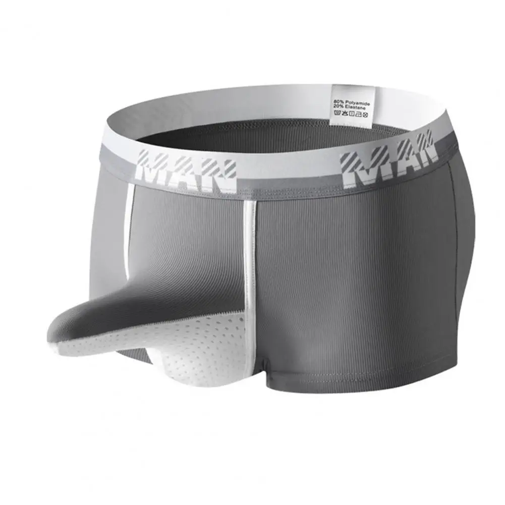 Scrotum Support Underwear Men Boxer Underwear Men's Ice Silk Boxer Underwear Wide Waistband Non-slip Shorts Separate for Daily