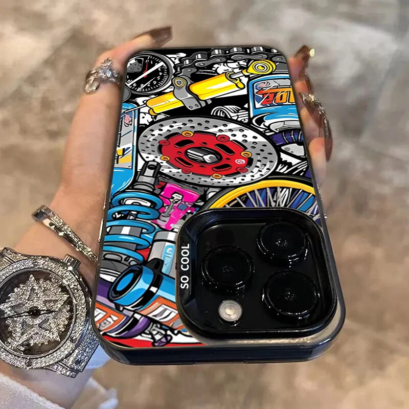 Mechanical Gear Silver IMD Phone Case for Samsung Galaxy  S24 S23 S26 ultra S25S22 S21 Plus + FE A56 A55 A54 A53 A36 A35 Cover