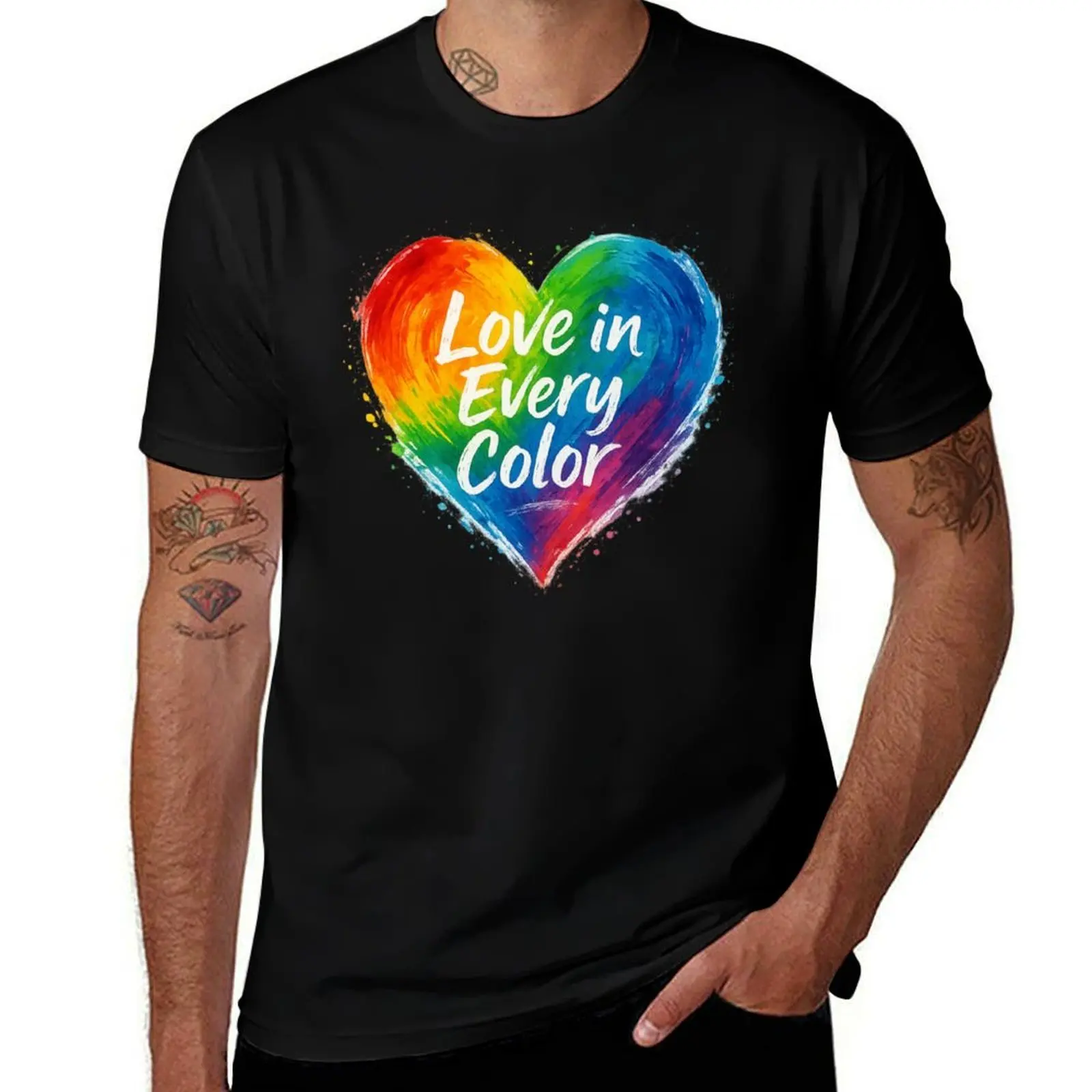 

Love in Every Color – Abstract Rainbow Paint Splash Heart Design T-Shirt T-shirts man shirts graphic oversized t shirt men