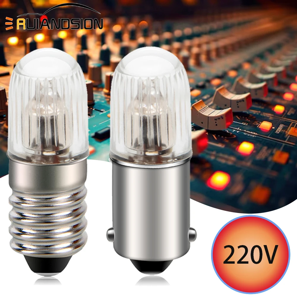 BA9S 110V Mini Halogen Bulb E10 220V for Work Indicator Light Sewing Machine Equipement Instrument Lamp Light Amber Orange 2Pcs