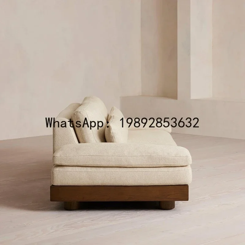 a-15 used solid wood living room three-seater sofa - minimalist modern natural wood style - perfect for b&bs - corner sectional